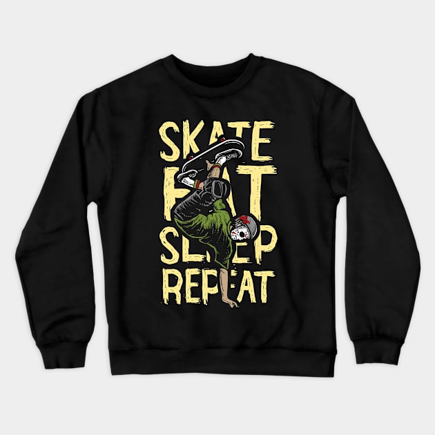 Skate. Eat. Sleep. Repeat. Crewneck Sweatshirt by MisfitInVisual